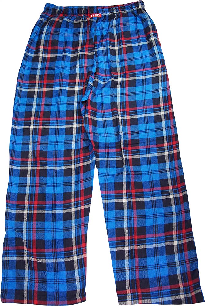 Izod Mens Cotton Woven Plaid Elastic Waistband Sleep Lounge Pajama Pant